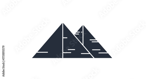 Stylized Pyramids of Giza Illustration with Geometric Lines and Dark Silhouette.
