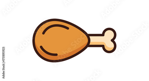 Cartoon Chicken Leg with Bone Simple Illustration.