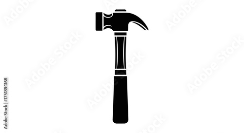 hammer and nail, Silhouette icon of a classic claw hammer tool