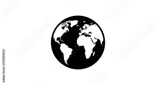 earth  vector illustration, Simple silhouette icon of planet Earth showing continents