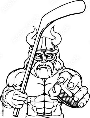 A viking man ice hockey sports team cartoon mascot
