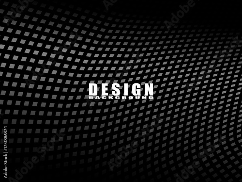 Abstract vector illustration with geometric pattern of gray gradient slanted squares over dark background, suitable for poster, cover, banner or graphic template.