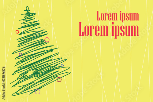 abstract christmas tree illustration poster template with copy space.eps