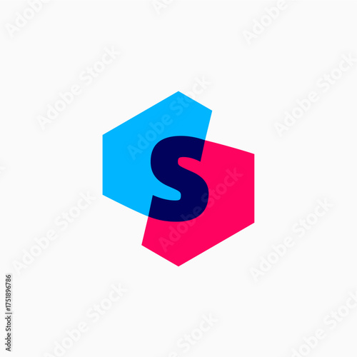 letter s mark hexagon hexagonal logo vector icon illustration