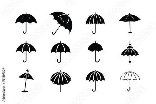 set of umbrella icons