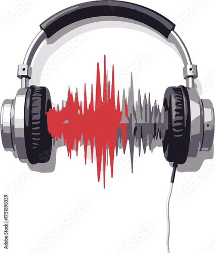 headphones and music notes