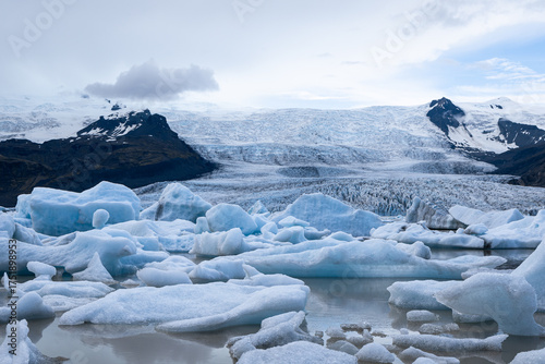 Beautiful view of Fjallsarlon glacier lagoon in Iceland.