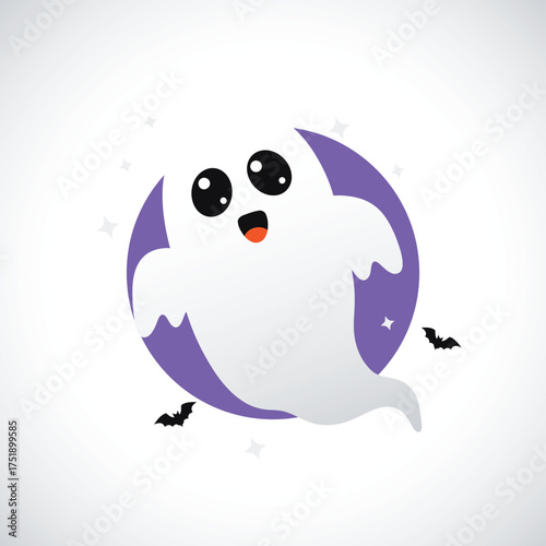 ute Cartoon Ghost – Funny Halloween Character Illustration