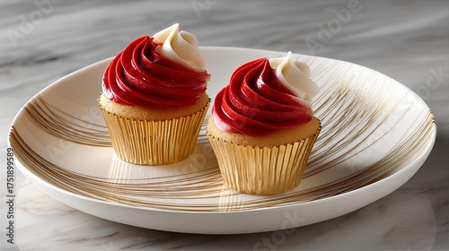 Golden Strawberry Cupcake Elegance