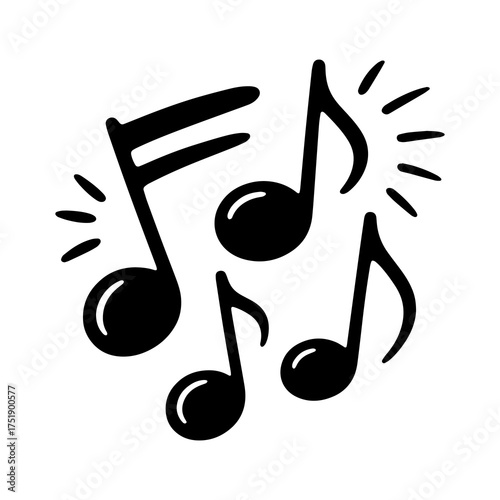 Vector art of musical notes with sound waves
