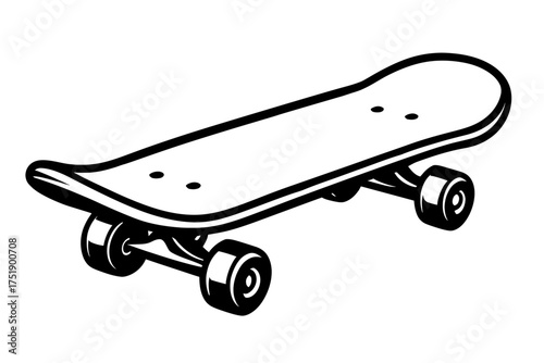 Modern Skateboard Outline Illustration Vector Design. Ideal for Extreme Sports, Urban Streetwear & Youth Culture Brands. Perfect Graphic for Apparel, Posters, Logos, Stickers, Decals, and Digital Medi