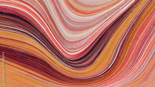 Abstract wavy lines in shades of red and teal, creating a flowing texture