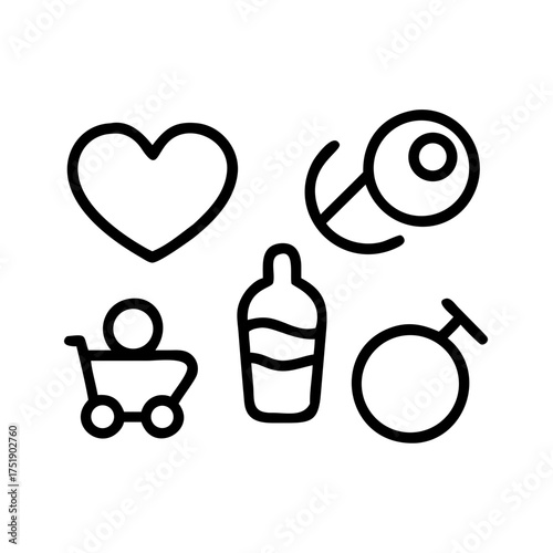 Baby and parenthood icons representing family