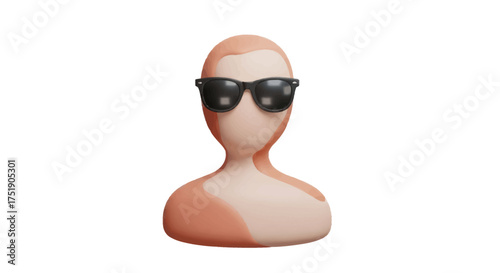 3D Render of a Bald Figure with Sunglasses Neutral Expression.