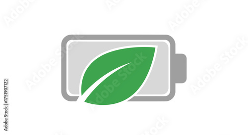 Eco-friendly battery icon with green leaf representing sustainable power.