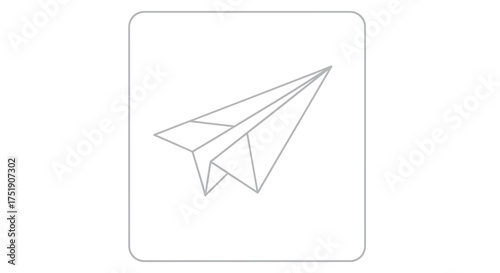 Minimalist Paper Airplane Line Art Illustration Icon.