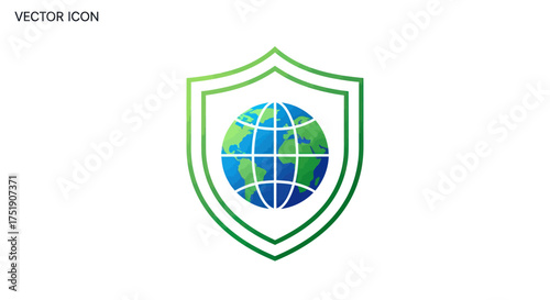 Shield protecting a vibrant green and blue globe icon.