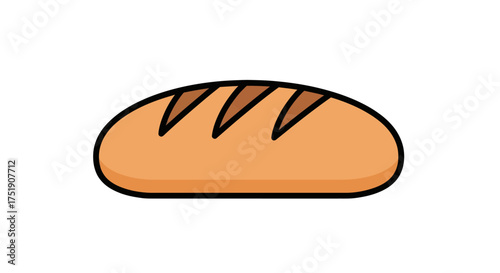 Cartoon Loaf of Bread with Sliced Top.