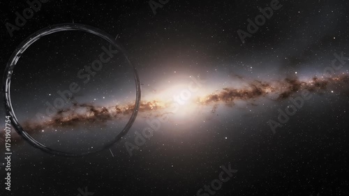 Realistic 3D space ring nebula galaxy starfield background