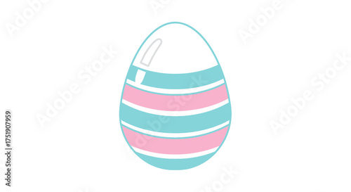 A pastel striped Easter egg with a white top.