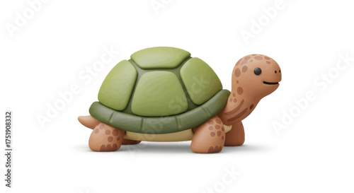 Adorable cartoon-style turtle figurine with a green segmented shell and friendly expression.
