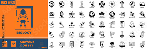 Biology Duotone editable icon set. Contain icons related to biology, science, cell,, and more