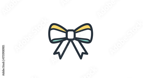 Colorful Cartoon Bow with Yellow and Blue Accents.