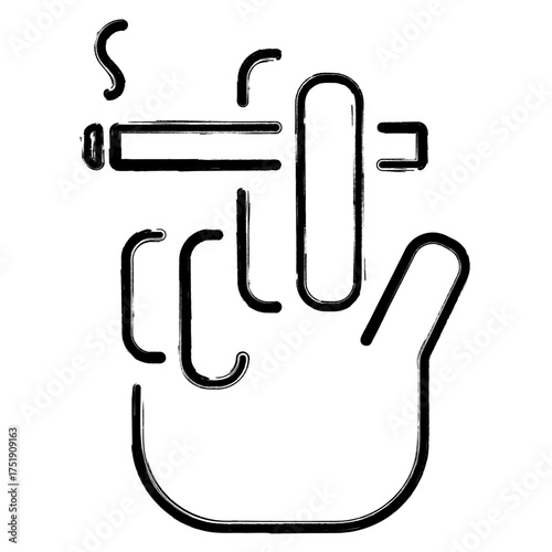 cigarette icon, brush strokes, vector illustration on white background.