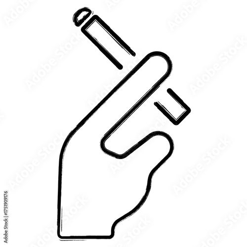 cigarette icon, brush strokes, vector illustration on white background.