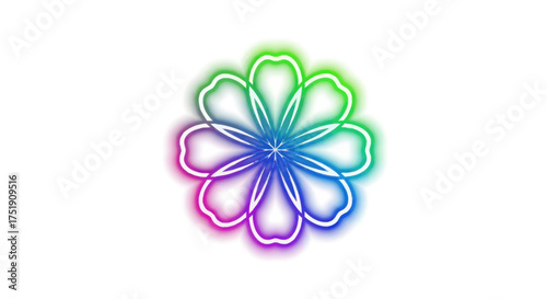Vibrant Neon Flower with Rainbow Gradient Glow.