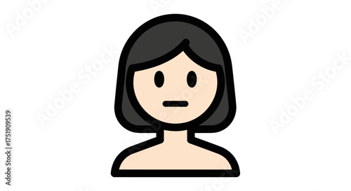 Woman Emoji with Short Black Hair and Neutral Expression.