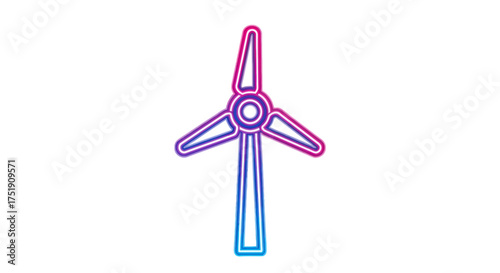 Colorful Gradient Outline Wind Turbine Icon for Renewable Energy.