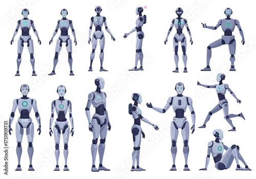 Futuristic Robots in Various Poses - A Collection of AI Avatars
