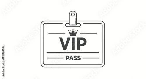 Elegant VIP Pass with Crown Emblem and Horizontal Lines.