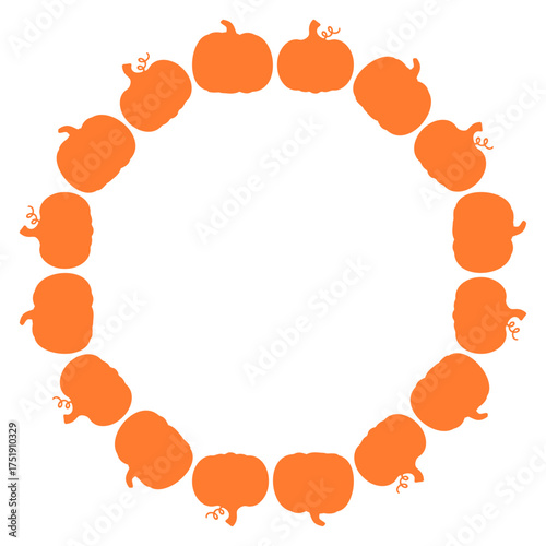 Logo con corona circular con siluetas de calabazas para felicitaciones y tarjetas del Día de Acción de Gracias 
