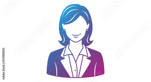 Gradient Colored Female Avatar Icon in Professional Business Attire.