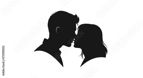 Silhouette of a Couple Kissing Romantic Moment Love and Affection.