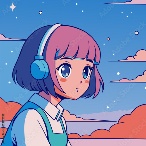 Set of different people in windows staying home on yellow background