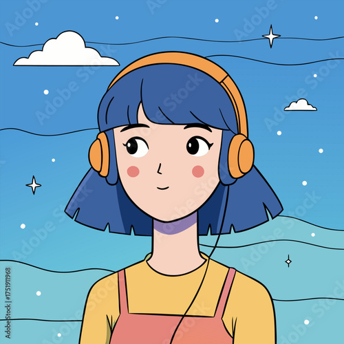 Set of different people in windows staying home on yellow background