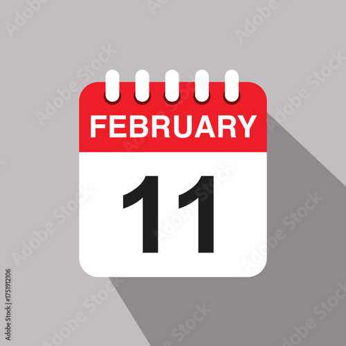11 february calendar date icon. vector illustration with shadow design, promise day
