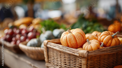 Autumn market with pumpkins and gourds, thriving commerce in seasonal trade, market innovation through harvest goods, agricultural vitality in fall produce, consumer trends in fest