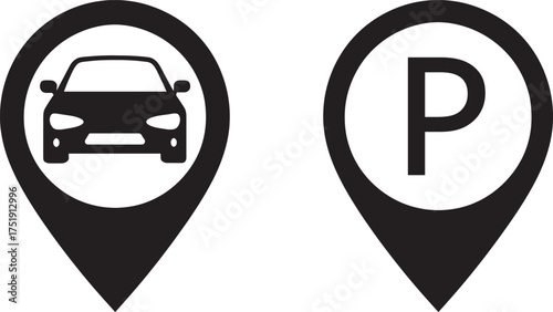 Car Parking Sign Vector, Parking Area and Vehicle Symbol, Transportation and Traffic Direction Icon Illustration