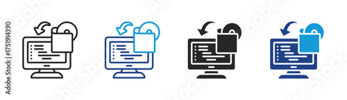 Data Backup icon set multiple style collection
