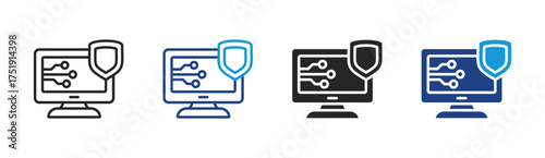 Cyber Protection icon set multiple style collection