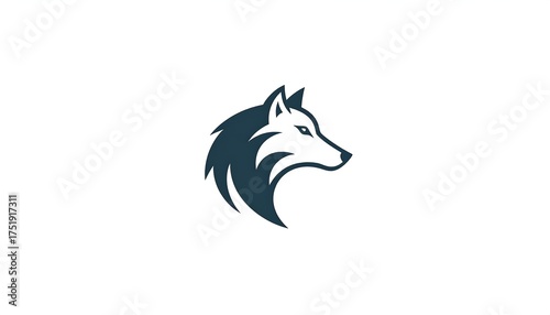 A stylized, minimalist illustration of a wolf's head in profile against a pure white background. The design features sharp lines and shadows