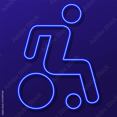 disabled person neon sign, colorful modern design trends on black background. Vector illustration.