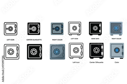 Collection of diverse security safes and deposit boxes in various styles and colors