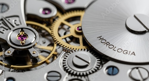 Wallpaper Mural Intricate mechanical watch movement showcasing precision engineering, gleaming gears, and ruby jewels in a stunning close-up macro view. Torontodigital.ca