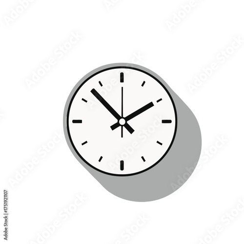 Simple analog clock with black hands showing approximately 1010, casting subtle shadow on pure transparent
