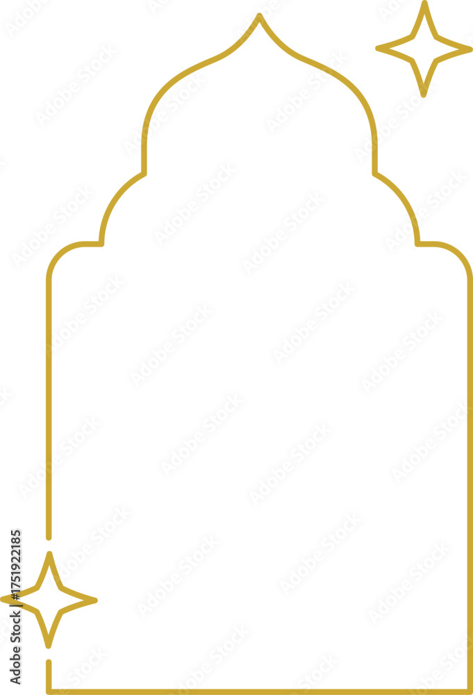 Obraz premium Frame with stars set border, gold frame with sparkle stars, arches border icon, festive effect decoration sign, trendy geometric template. New year christmas background 2026. Vector or PNG